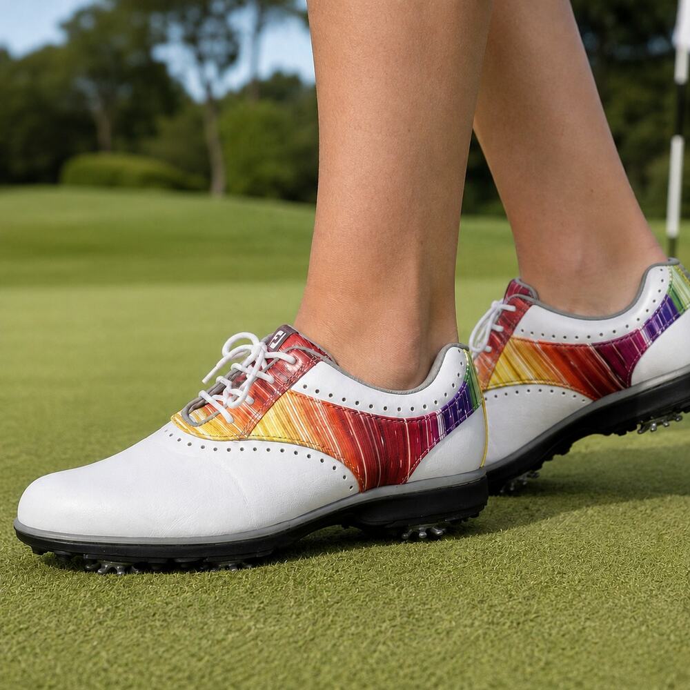FootJoy eMerge Women’s Golf Shoes 7M White Rainbow Softspikes 93901